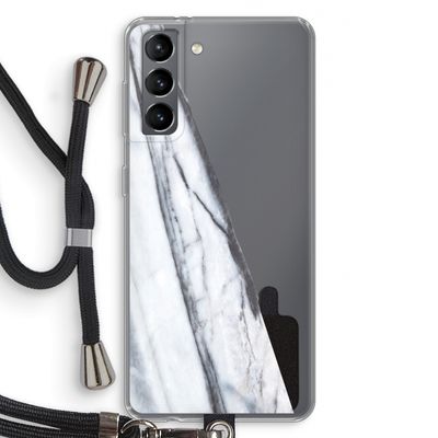 Gestreepte marmer: Samsung Galaxy S21 Transparant Hoesje met koord