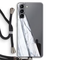 Gestreepte marmer: Samsung Galaxy S21 Transparant Hoesje met koord