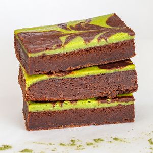 Brownie Matcha Groene Thee - 6 Brownies - Brievenbus Pakket - Box Brownies - Pure fair trade Belgische chocolade - Matcha roomkaas - Cadeau