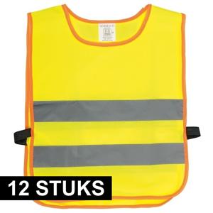 Veiligheidsvest fluorescerend geel - 12x - kinderen - Reflecterende veiligheidsvesten - one size