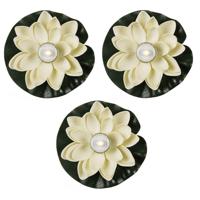 5x waterlelie met led-licht - wit - d13 cm - kunststof - drijvend - werkt op batterijen