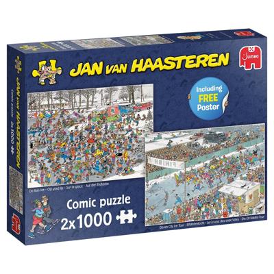 Jan van Haasteren ‚Äì Op Glad IJs & Elfstedentocht Puzzel 2x 1000 Stukjes