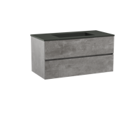 Storke Edge zwevend badmeubel 105 x 52 cm beton donkergrijs met Scuro enkele wastafel in mat kwarts