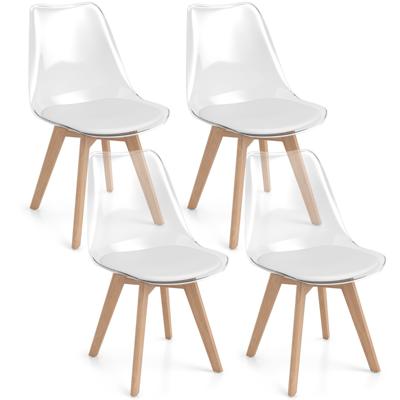 Een set van 4 Transparante Eetkamerstoelen Moderne Ghost-stoelen Zonder Armleuningen-Wit