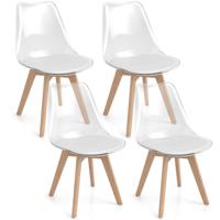 Een set van 4 Transparante Eetkamerstoelen Moderne Ghost-stoelen Zonder Armleuningen-Wit