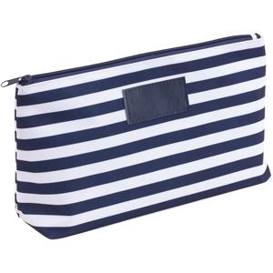 Toilettas/make-up tas - blauw/wit - 28 x 18 cm - Reis toilettassen/etui - Handbagage