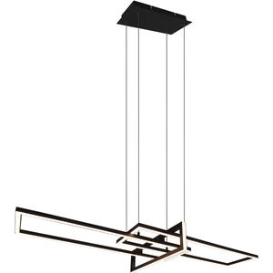 LED Hanglamp - Trion Salana - 34W - Warm Wit 3000K - Dimbaar - Rechthoek - Mat Zwart - Aluminium
