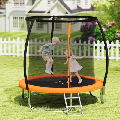 Trampoline Buiten met Ladder Tuintrampoline Rond met Veiligheidsnet Ø244cm Oranje