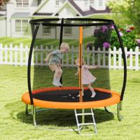 Trampoline Buiten met Ladder Tuintrampoline Rond met Veiligheidsnet Ø244cm Oranje