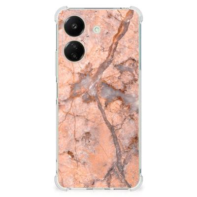 Xiaomi Redmi 13C 4G Anti-Shock Hoesje Marmer Oranje Xiaomi Redmi 13C 4G Anti-Shock Hoesje Marmer Oranje