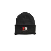 Muts beanie zwart met badge - Kids - FR - EST. 1908 - rood en wit logo voor