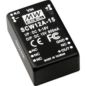 Mean Well SCW12B-15 DC/DC-converter 12 W Aantal uitgangen: 1 x Inhoud 1 stuk(s)