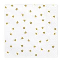 Kerstservetten - 20x - wit - gedecoreerd - 3 laags - feest servetten - kerstdiner