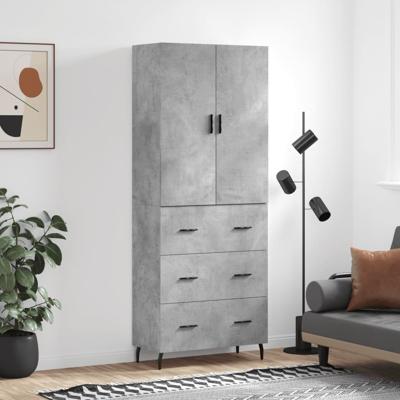 Hoge kast 69,5x34x180 cm bewerkt hout betongrijs