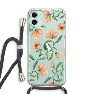 Peachy flowers: iPhone 11 Transparant Hoesje met koord