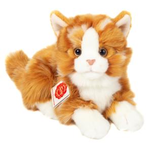 Knuffeldier kat/poes - zachte pluche stof - premium kwaliteit knuffels - rood/oranje - 20 cm