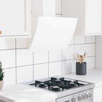 Wandafzuigkap 60 cm staal en gehard glas wit