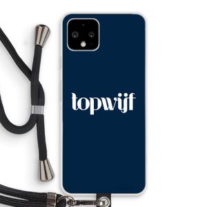 Topwijf Navy: Pixel 4 Transparant Hoesje met koord