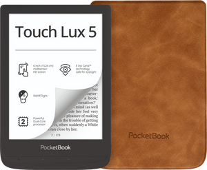 PocketBook Touch Lux 5 Ink Zwart + Pocketbook Shell Book Case Bruin