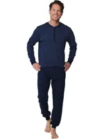 Pastunette Heren katoenen pyjama met lange mouwen - Donkerblauw