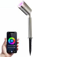 Nancy Smart LED Prikspot - Wifi + Bluetooth - 5,5 Watt - IP44 waterdicht - Bestuurbaar via app - Google Home, Amazon Alexa en Siri - RVS - Tuinspots