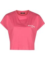 Balmain t-shirt crop à logo imprimé - Rose - thumbnail