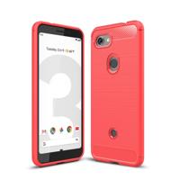 Geborsteld textuur Carbon Fiber schokbestendig TPU Case voor Google pixel 3 lite (rood)