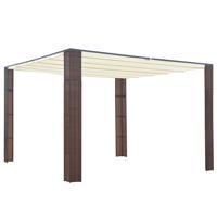 Prieel met dak 300x300x200 cm poly rattan bruin en crme