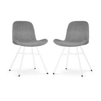 Nolon Noa-Fé Eetkamerstoelen Set van 2 - Velvet Grijs - Witte Poten