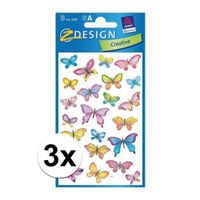 3x3 Stuks sticker vellen met vlindertjes - thumbnail
