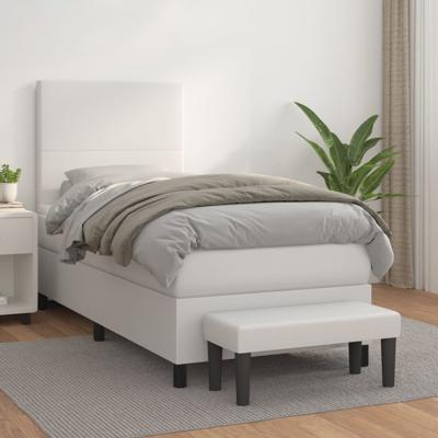 Boxspring met matras kunstleer wit 90x200 cm