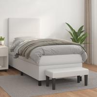 Boxspring met matras kunstleer wit 90x200 cm