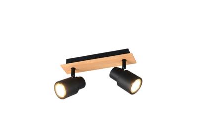 Trio 2-lichts plafondlampPierre zwart met hout - R81982032