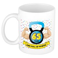 Verjaardag cadeau mok 65 jaar - blauw - spieren - 300 ml - keramiek