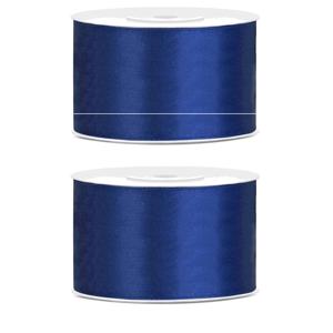 Hobby Sierlint satijn - 2x - Blauw - 25 meter - cadeaulint - satijnlint/sierlinten