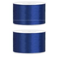 Hobby Sierlint satijn - 2x - Blauw - 25 meter - cadeaulint - satijnlint/sierlinten