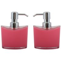 Zeeppompje/zeepdispenser Aveiro - 2x - PS kunststof - fuchsia roze/zilver - 11 x 14 cm - 260 ml