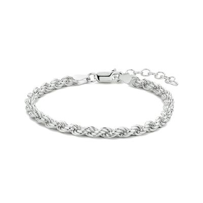 Armband Koordschakel zilver 4,0 mm 19 cm