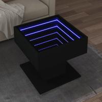 Salontafel met LED 50x50x45 cm bewerkt hout zwart