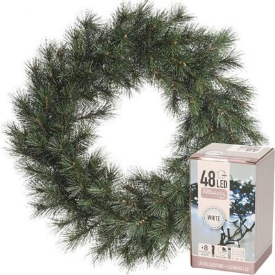 Kerstkrans Malmo 60 cm incl. verlichting helder wit 4m