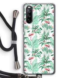 Flamingo bladeren: Sony Sony Xperia 10 III Transparant Hoesje met koord