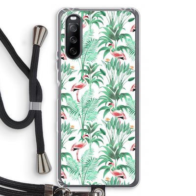 Flamingo bladeren: Sony Sony Xperia 10 III Transparant Hoesje met koord