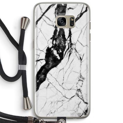 Witte marmer 2: Samsung Galaxy S7 Edge Transparant Hoesje met koord