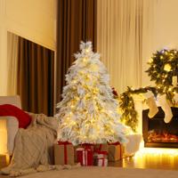 150 cm Kerstboom Kunstmatig Kerstbomen Dennenboom Kunstboom Decoratieboom met Sneeuw en Verlichting