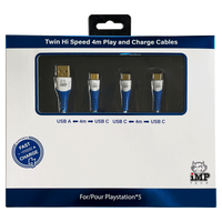 iMP - 4M Braided Fast Charge Play and Charge Cable Twin Pack - A to C, C to C - thumbnail