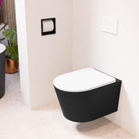 Wandcloset Mondiaz Lavie | Zonder spoelrand | Incl.Toiletzitting-Talc | Keramiek | Urban (zwart mat)