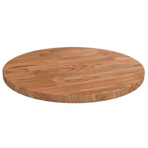 Tafelblad rond 30x1,5 cm bewerkt massief eikenhout lichtbruin