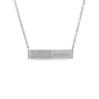 Gepersonaliseerde neusafdruk met eigen tekst bar ketting - Stainless steel - Zilver