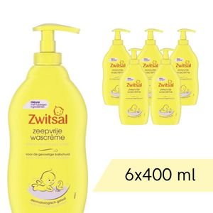 Voordeelverpakking: 6x Zwitsal Wascreme - Pompje - Zeepvrij - 400 ml