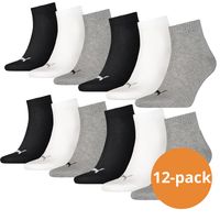 Puma Quarter Sokken Plain 12-pack Zwart / Wit / Grijs-43/46 - thumbnail